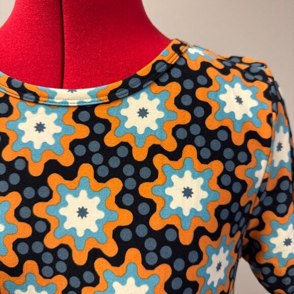 LuLaRoe Carly Swing Dress Retro Floral Orange Turquoise NEW Size S - Picture 2 of 16